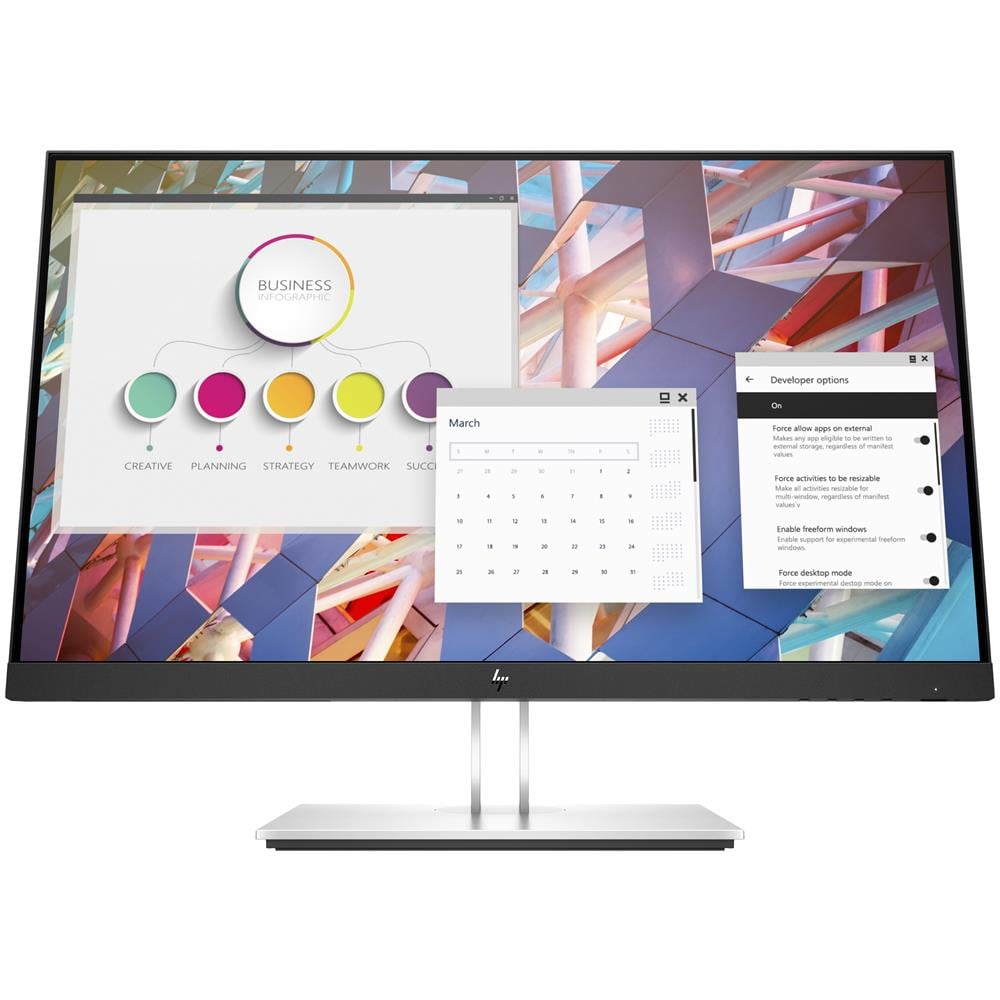 HP Monitor 24 Pollici LCD IPS Full HD E24 G4 Nero e Argento per Casa e Ufficio