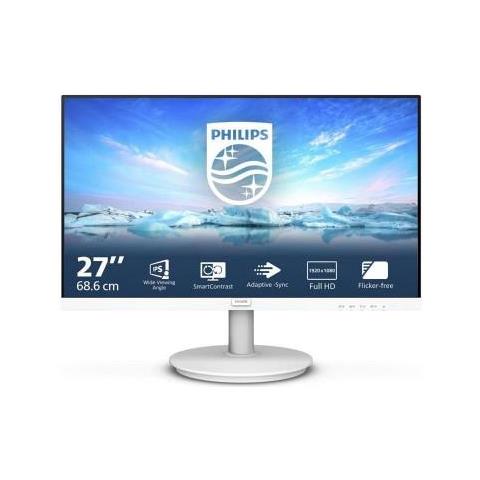 Philips 27" LED IPS Monitor Full HD 4ms Bianco Altoparlanti Integrati