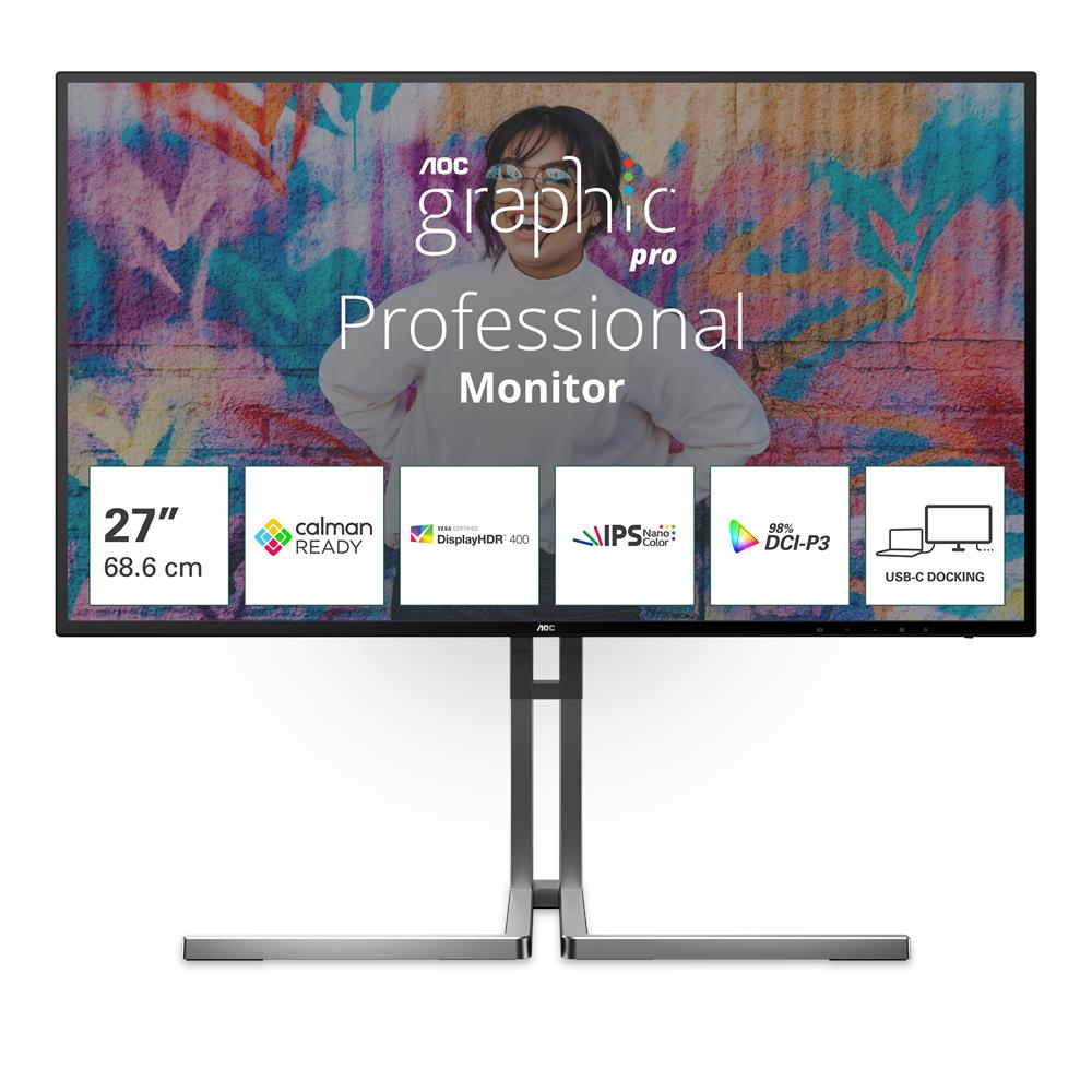 AOC 27" Monitor 4K Ultra HD Nano IPS Display HDR Nero per Casa e Ufficio