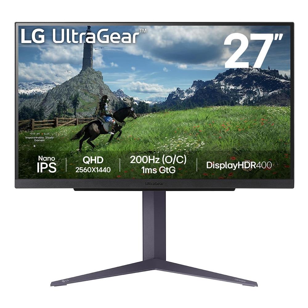 LG Gaming Monitor 27" Nano IPS Quad HD 1ms 200Hz HDR Nero